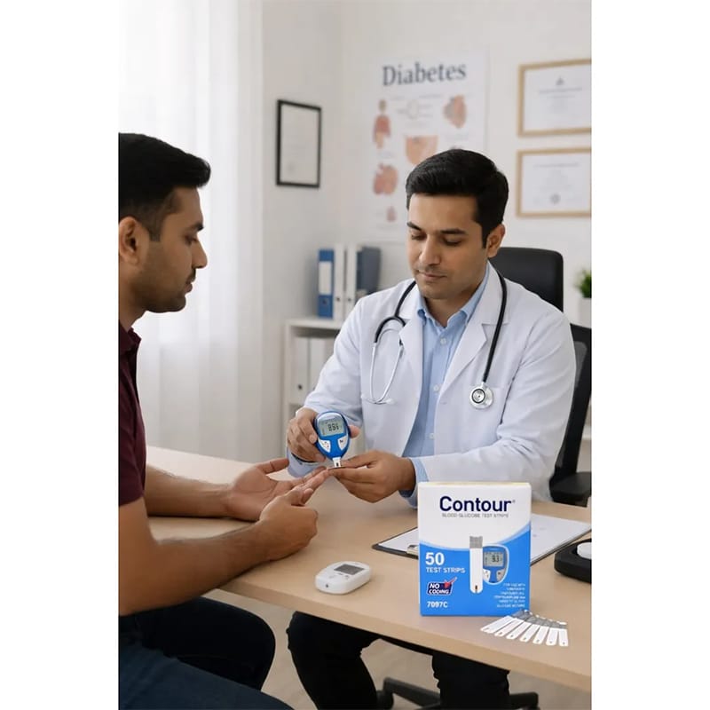 Picture of Contour Blood Glucose Test Strips 50 Pcs (No Coding) Accurate & Reliable Diabetes Monitoring