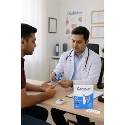 Picture of Contour Blood Glucose Test Strips 50 Pcs (No Coding) Accurate & Reliable Diabetes Monitoring