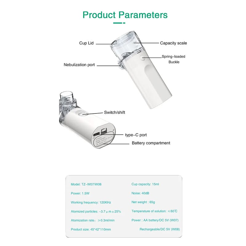 Picture of Portable Rechargeable Mesh Nebulizer Advanced Inhaler & Atomizer