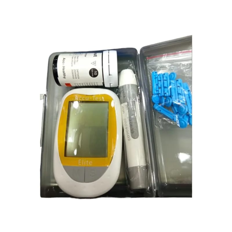 Picture of Accu-Test Elite Blood Glucose Monitor (Korean) with 10 Strips & 10 Needles – Complete Home Testing Kit