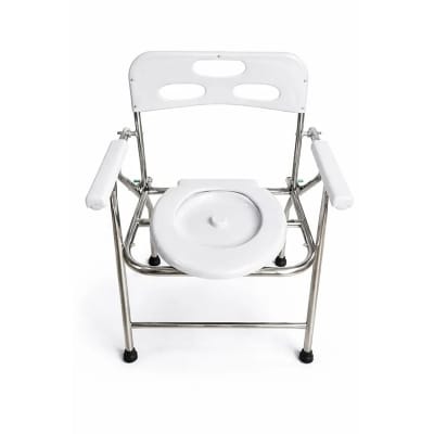 Picture of Premium Foldable Stainless Steel Commode Chair with Armrest & Back Support