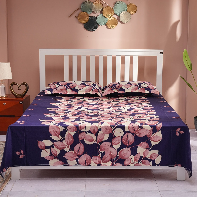 Picture of REGAL Bed Sheet-318 (Leaf Aura-Navy)