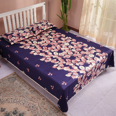 Picture of REGAL Bed Sheet-318 (Leaf Aura-Navy)