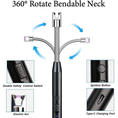 Picture of  USB Rechargeable Flexible Neck Plasma Arc Lighter 