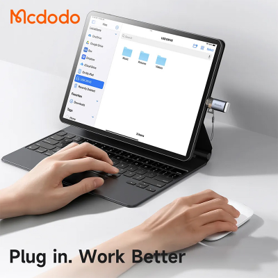 Picture of 2-in-1 USB-A to Lightning Transfer Adapter Built-in TF Card Reader with Lanyard Dark Grey