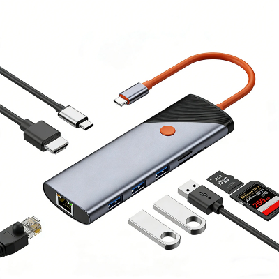 Picture of 9 in 1 USB C Docking Station with 2 HDMI ports Grey