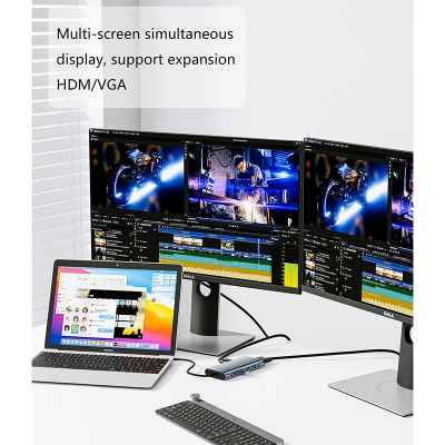 Picture of 11-in-1 Type-C to HDMI (4K@30Hz)+VGA+3.5mm Audio+RJ45(100Mbps)+USB3.0*1+USB2.0*3+SD/TF+100W PD Grey