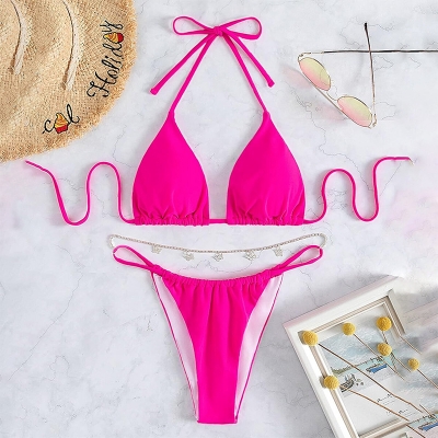Picture of Bikini Set 1 Set Pink Colour / Bikini Bra Pantie Set For Girls And Women / Swim Bikini Dress For Ladies - Multicolor
