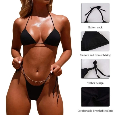 Picture of Bikini Set 1 Set Black Colour / Bikini Bra Pantie Set For Girls And Women / Swim Bikini Dress For Ladies - Multicolor