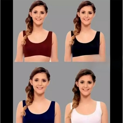 Picture of 4 Pieces Semis Bra Genji For Womens And Girls / Comfortable Air Bra for Ladies / Gym Bra for Girls / Women Bra - Multicolor - Int:M