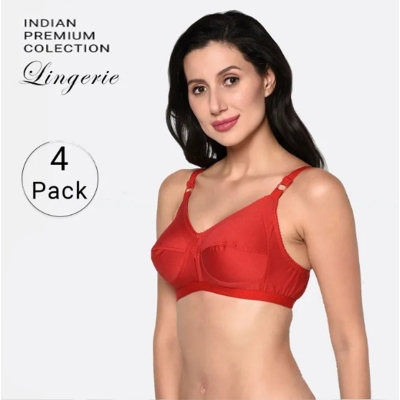 Picture of Guddi Bra Indian For Woman 4 pcs / Guddi Cotton Bra for Ladies / Indian #1 Bra / Girls Bras / bra for girls / bra for women - Multicolor - Int:32