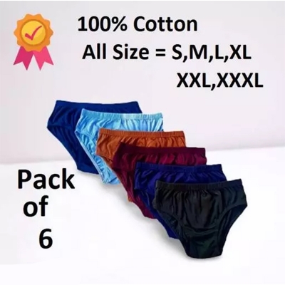 Picture of 6 piece Cotton Panty For Women and panti for girls / Export quality ladies pantie / girls panty - Multicolor - Int:XXL