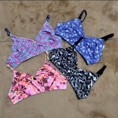 Picture of 4 Piece Stylish Printed stretchable bra for Women / Multi Colour / Ladies Bra / Cotton Bra for Girls / Bra for Women - Multicolor - Int:38