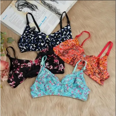 Picture of 4 Piece Stylish Printed stretchable bra for Women / Multi Colour / Ladies Bra / Cotton Bra for Girls / Bra for Women - Multicolor - Int:38