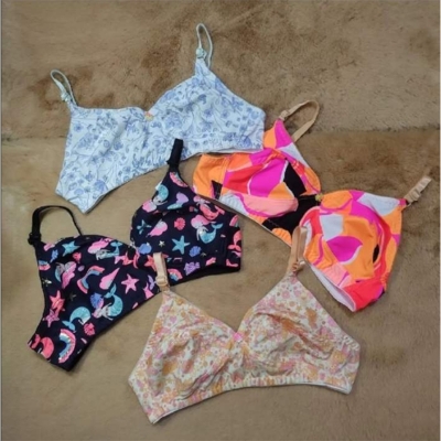 Picture of 4 Piece Stylish Printed stretchable bra for Women / Multi Colour / Ladies Bra / Cotton Bra for Girls / Bra for Women - Multicolor - Int:40