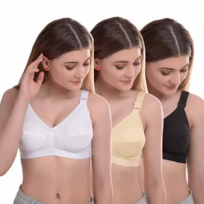 Picture of 2 pcs Guddi Cotton Big Belt Full Coverage Bra for Women guddi bra regular use comfortable bra ( Any Color ) / Premium Quality & Veary Comfortable / Ladies Bra for Girl - Multicolor - Int:34