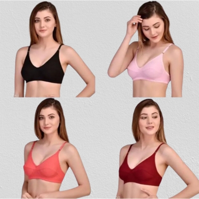 Picture of Like Me Cotton Bra For Women 2pcs / Any Color / Cotton Bra Soft Comfortable Bra / Like-Me Bra For Women / Premium Quality / Ladies Bra / Daily Useable - Multicolor - Int:36