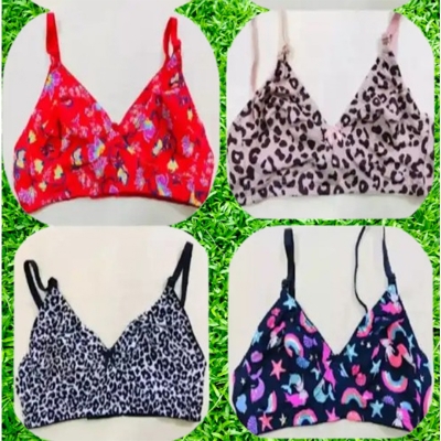 Picture of 3 Piece Stylish Printed Cotton bra for Women / Any Color/ Very Comfortable / Multi Color / Ladies Bra For Girls / Cotton Bra for Girls / Bra for Women - Multicolor - Int:32