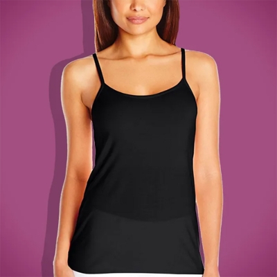 Picture of Black Color Ladies Comfortable Cotton Tank Tops 1pcs / High Quality Bra system Tops For Women / Ladies Tank tops / Multicolor Semis for Women / Cotton Ladies Ganjy Tops for Teenager girls - Multicolor - Int:S