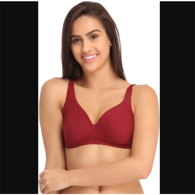 Picture of 1 pack Maroon Color Cotton Bra / Wholesale Price / Non Paded Big Belt Bra  / Premium Quality Bra / Stylish Design & Look / Export Quality / Direct from Factory to Sale / Made in our own factory / Bra for girls. - Maroon - Int:38