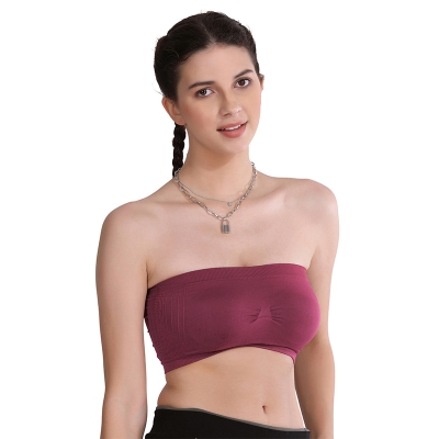 Picture of 1 pis Cotton Strapless Tube Bra For Women / Comfort Fit Strapless Tube Bra in Solid Colors / Comfortable Daily Wear / Tube Bra For Girls / Stylish Look / Export Quality / Very Comfortable - Multicolor - Int:L