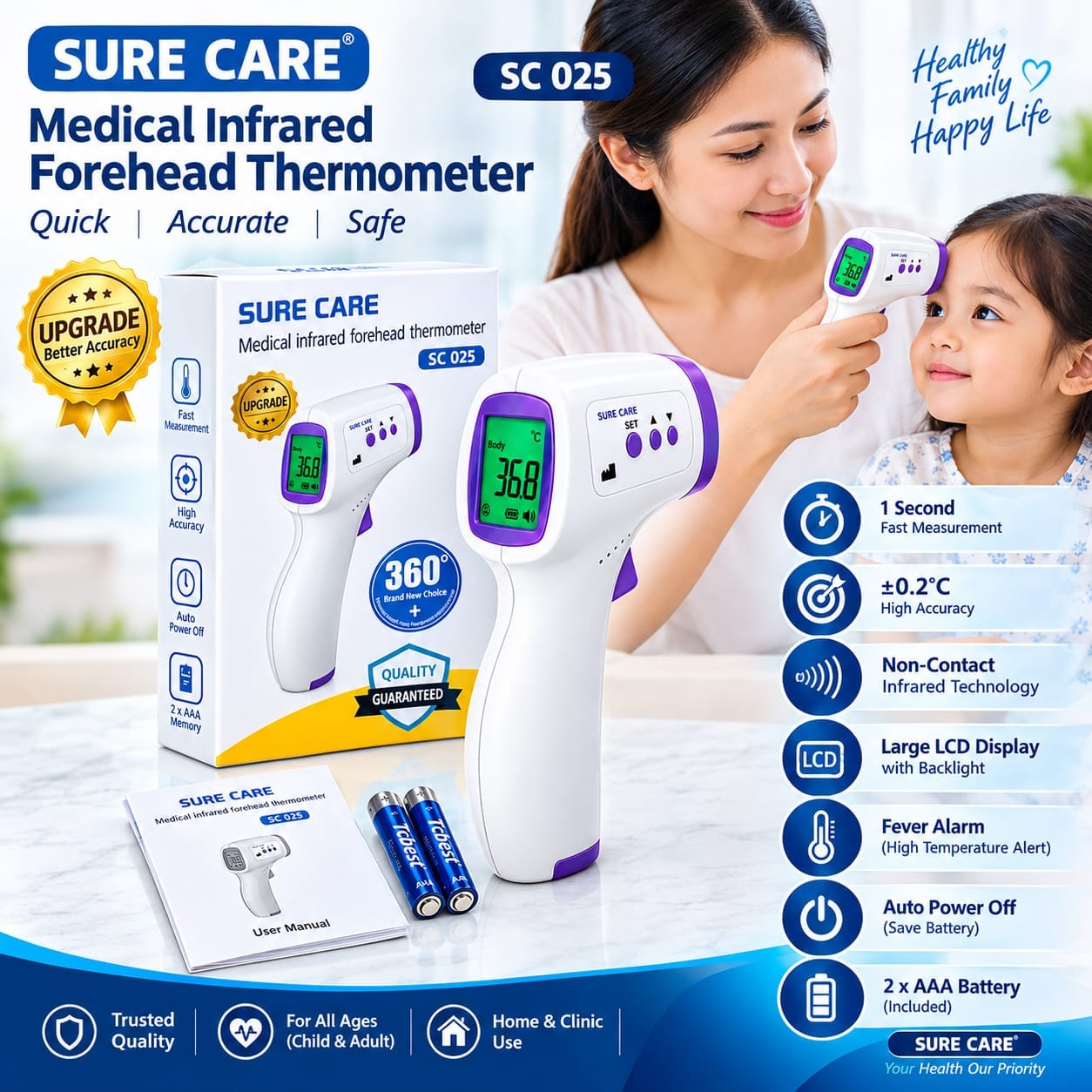 Picture of SURE CARE SC 025 – Medical Infrared Forehead Thermometer