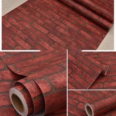 Picture of 24 x 48 Inches Self-Adhesive Shelf Liner, Moisture Proof Drawer Paper Shelf Liner Mildew Proof Antifouling Contact Paper,Red Brick Multicolor