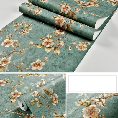 Picture of Embossed Floral Wallpaper Collection Adhesive  57 square feet Roll 