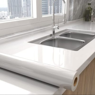 Picture of 150x60CM Self Adhesive Freeze Stickers Waterproof  Cabinet Kitchen  Furniture Renovation Wallpaper - Sticker White