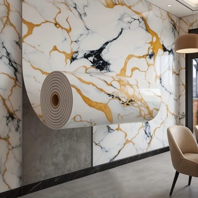 Picture of Durable PVC UV Marble Sheet | 2.6mm Thick | Decorative Wall Panel Roll 