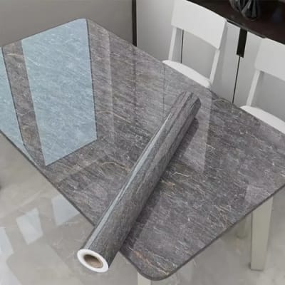 Picture of 2mx120cm Gray Marble Paper  79 inches × 48 inches Peel and Stick Wallpaper Removable Wallpaper Vinyl Roll Decorative Wall Covering Easy to Apply 