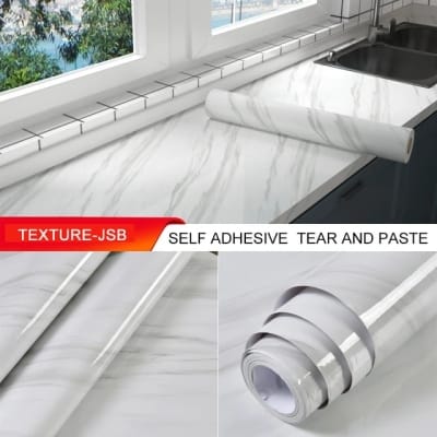 Picture of Kitchen  OIL Resistance White Marble Paper ( Length 6.6 Feet & width 4 Feet ) 2m x 120cm Multicolor