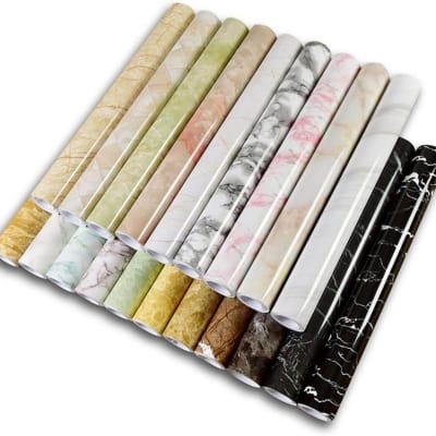 Picture of Removable Furniture Sticker Paper - 4x2 Feet -  Self Adhesive Vinyl Wallpaper Living Room Kitchen Cabinet Furniture Stickers PVC Waterproof Marble Contact Paper (Color : Marble Light Pink ) 