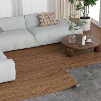 Picture of Thick Faux Walnut Wood Grain Floor Sticker - Waterproof, Wear-Resistant, Self-Adhesive & Non-Slip for Kitchen, Bedroom, Living Room, Dorm Renovation Wood Floor  Peel Stick Waterproof Floor  Peel Stick Waterproof Wood (5m*60cm or 16.6x2 FT. ) Multicolor
