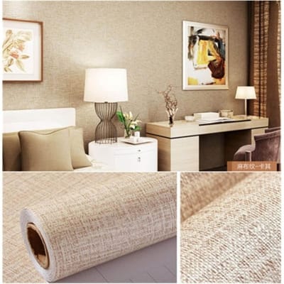 Picture of 5m-Self-Adhesive Linen Wallpaper Textured Furniture Renovation Waterproof for Living Room Bedroom Home Modern Decoration Film Metope Renovation Decoration Wall Sticker Wallpaper - 33sqf Multicolor