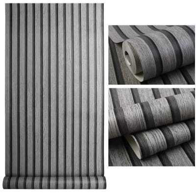 Picture of Non-Woven Wallpaper with Wood Look, 3D Panels in Modern - 57 sq ft Roll Multicolor