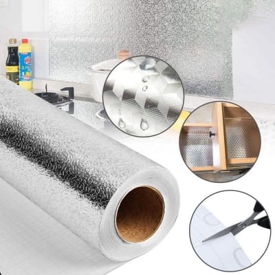 Picture of 60CMx150CM Adhesive Vinyl Silver Oil proof Aluminium Foil Stickers For Kitchens Multicolor