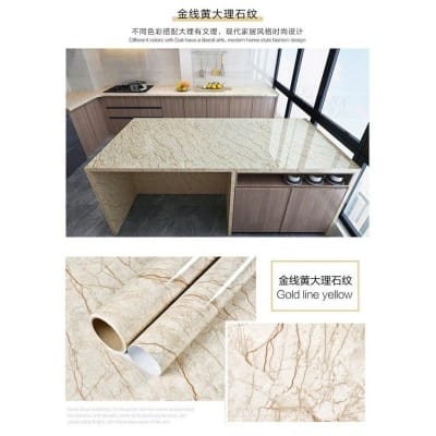 Picture of Marble Pattern Stickers 200x60CM Self Adhesive  Waterproof Kitchen Furniture Renovation Wallpaper - Sticker Multicolor