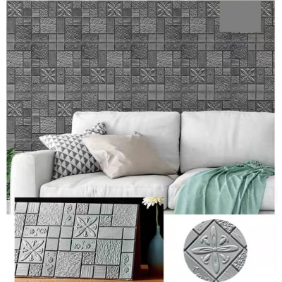 Picture of 3D Wall Panels Stickers 6p-  PE Foam Self Adhesive Wallpaper – 70×70 cm | 6mm Thick Anti-Collision, Waterproof, Sound Insulation Peel & Stick Wall Decor Panel White