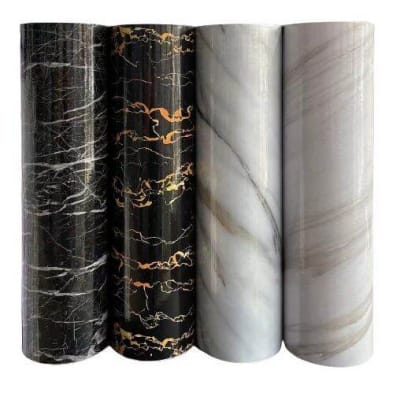 Picture of Elegant Marble Pattern PVC Wall Sticker for Home Decor, Peel & Stick Marble Effect Decal for Kitchen Cabinets, 10m Roll or 66sqf Roll 