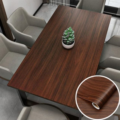 Picture of Elegant Wood Grain PVC Wall Sticker for Home Decor and Furniture Covering 