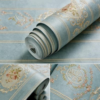 Picture of Embossed Floral Wallpaper Collection Adhesive  57 square feet Roll Multicolor
