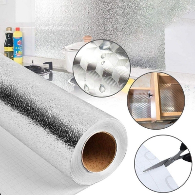 Picture of Aluminium Foil Stickers Vinyl Silver Oil proof For Kitchens 60CMx200 CM Adhesive Multicolor