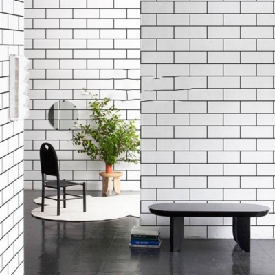 Picture of Waterproof Removable Wallpaper for Wall Background - Peel and Stick Wallpaper 79x30 inch Self Adhesive Grid Wallpaper White Tile Wallpaper Stick and Peel  Living Room 