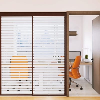 Picture of New Modern Stripe Pattern Static Cling Privacy Window Film 2-Pack 48x24" BPA Free Multicolor