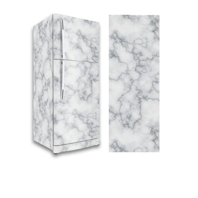 Picture of Fridge Wallpaper Vinyl Fridge Sticker Decal Wrap PVC Self Adhesive Sticky Back Plastic Home Decor Plain 6.6 x 2 feet or 2mx60cm Natural White Marble and 3D Background , Warp, Skin Sticker (200 x 60cm) Multicolor