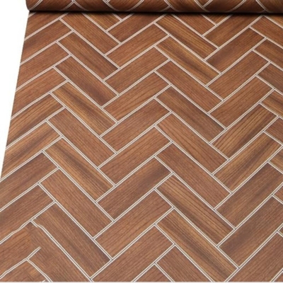 Picture of 1 Roll Thick Self-Adhesive Floor Sticker, Red Brick Pattern, For Bedroom, Living Room, Kitchen, Bathroom - Non-Slip, Waterproof, Heat Resistant, Easy Installation, Removable Without Residue ( self-adhesive ) 13 sqf Multicolor