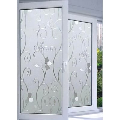 Picture of Elegant Floral Privacy Window Film with UV Protection and Static Cling - New 