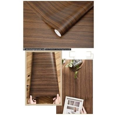 Picture of Fantasnight Wood Vinyl Wrap Sticky Back Plastic Roll Dark Brown Self Adhesive wallpaper Wooden Peel and Stick for Furniture Surfaces Walls Countertop DIY Multicolor