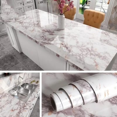 Picture of FURNITURE /  Kitchen  OIL/WATER  Resistance White Marble Paper 10 Square Feet Multicolor